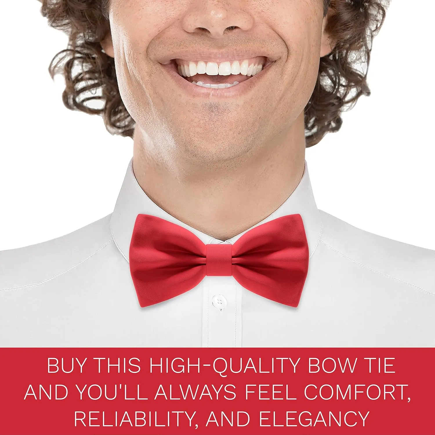 Bow Tie House Satin Classic Pre-Tied Bow Tie Formal Solid Tuxedo for Adults & Children