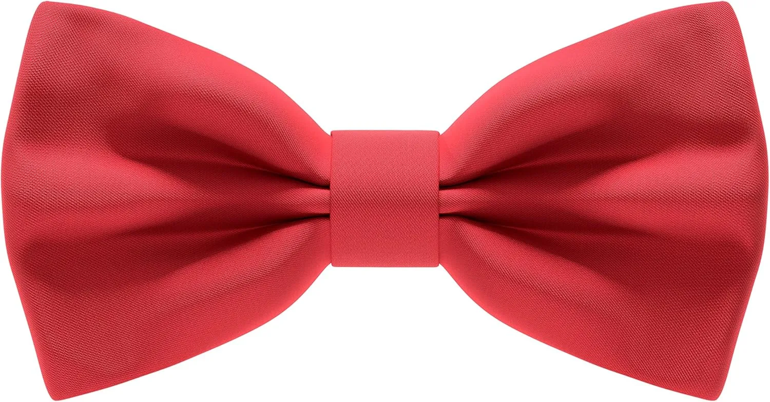 Bow Tie House Satin Classic Pre-Tied Bow Tie Formal Solid Tuxedo for Adults & Children