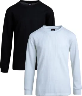 Boys' Shirt - 2 Pack Waffle Knit Long Sleeve Thermal Crewneck T-Shirt (8-18)