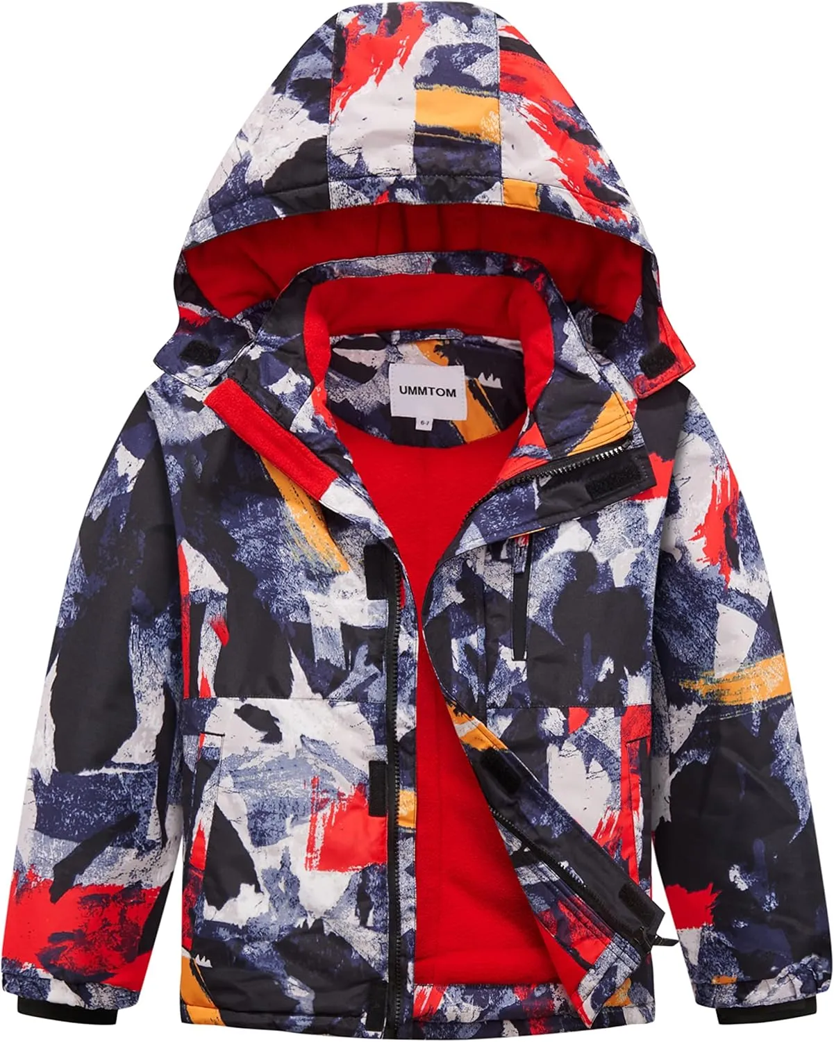 Boys Waterproof Ski Jacket Fleece Lined Warm Winter Snow Coat Hooded Winter Jacket for Kids