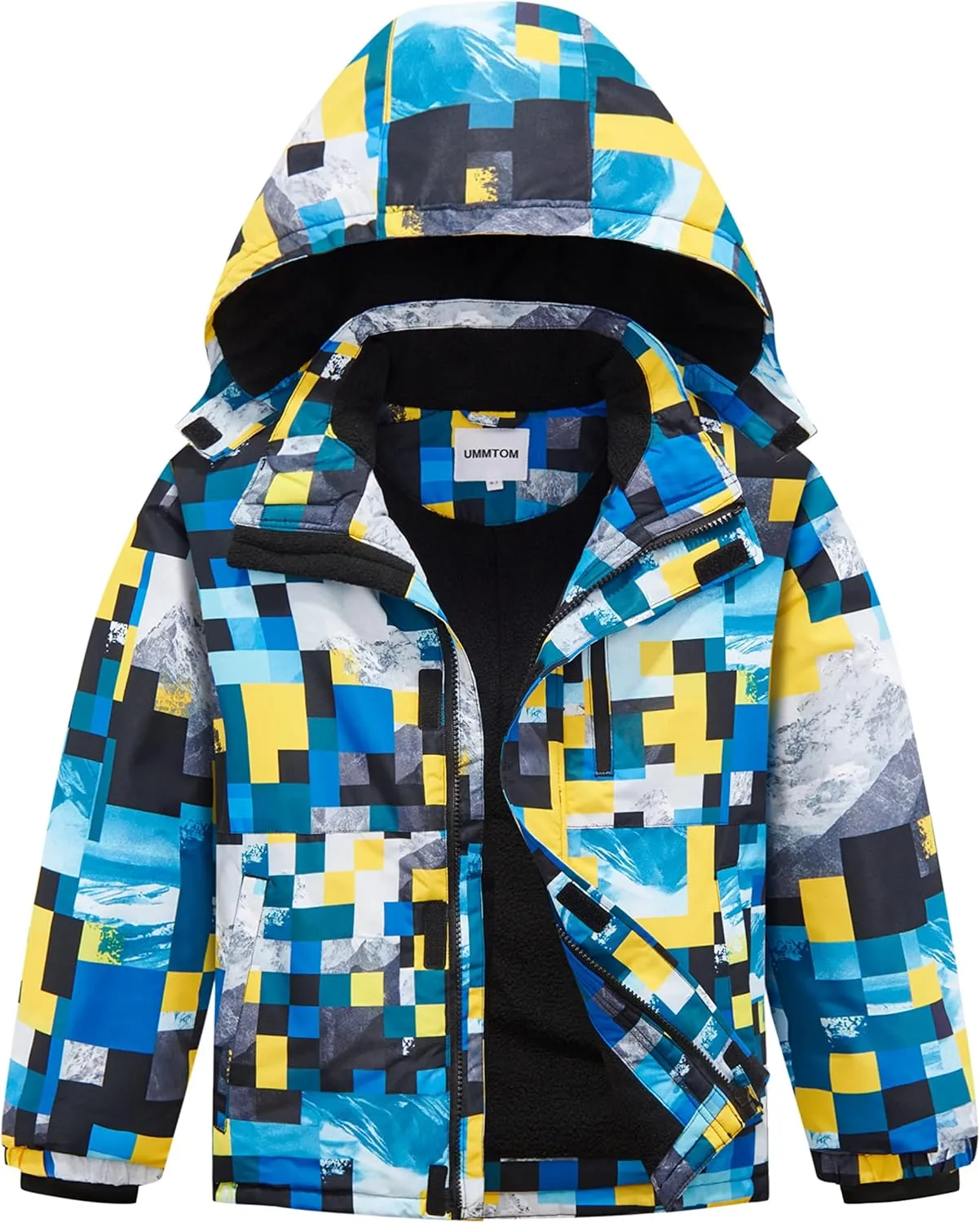 Boys Waterproof Ski Jacket Fleece Lined Warm Winter Snow Coat Hooded Winter Jacket for Kids
