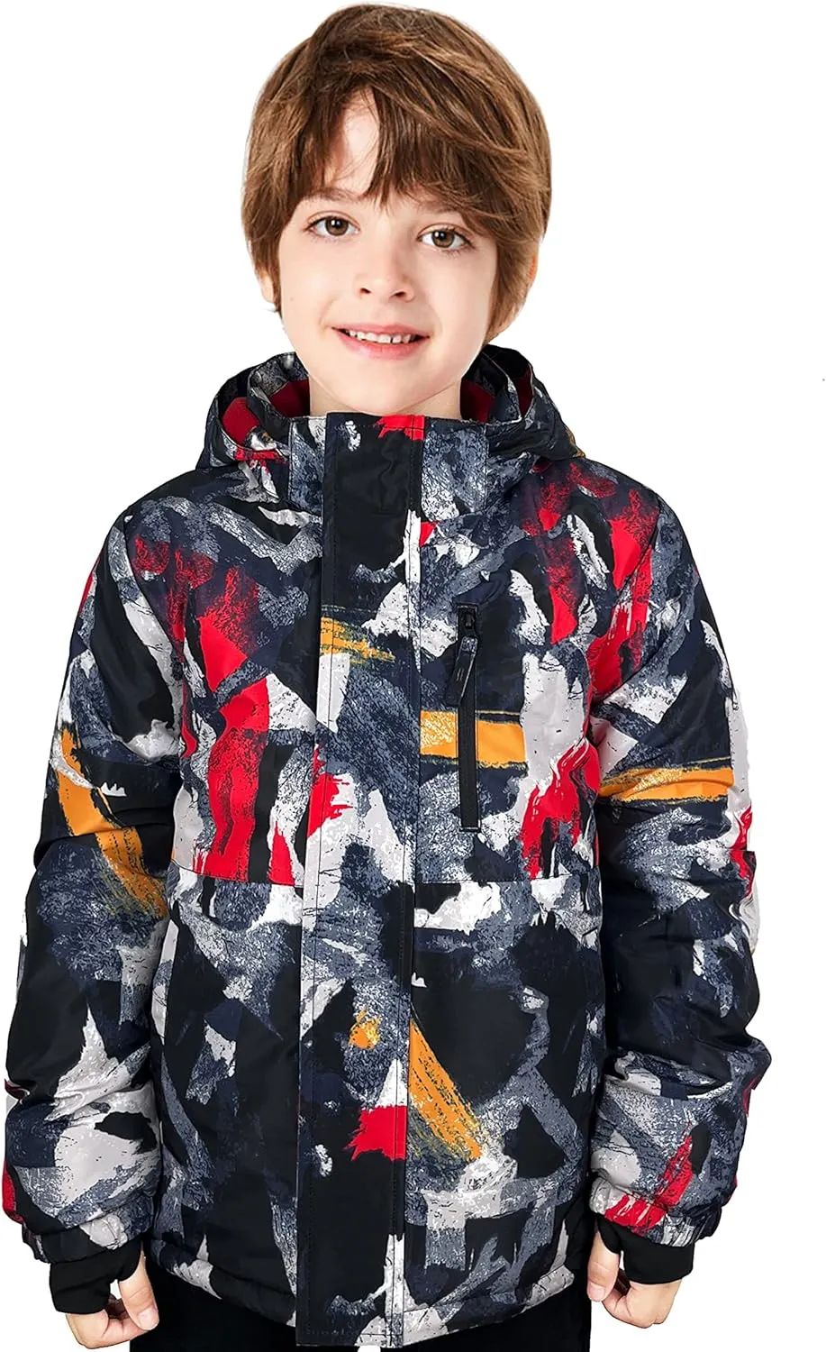 Boys Waterproof Ski Jacket Fleece Lined Warm Winter Snow Coat Hooded Winter Jacket for Kids