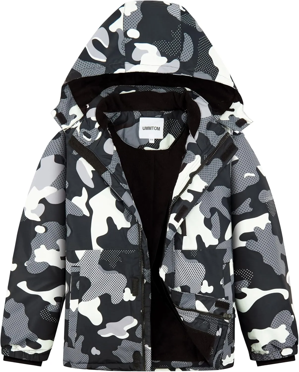 Boys Waterproof Ski Jacket Fleece Lined Warm Winter Snow Coat Hooded Winter Jacket for Kids