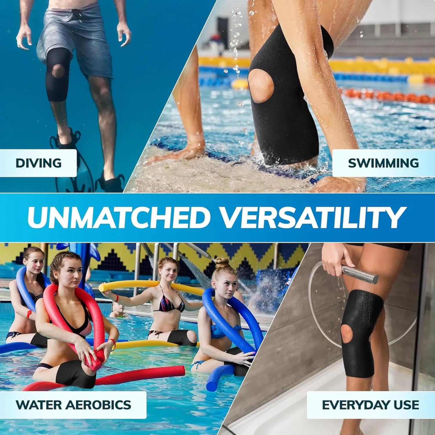BraceAbility Open Patella/Open Back Neoprene Knee Sleeve | Water-Resistant Athletic Compression Knee Brace for Swimming, Wakeboarding, Scuba Diving, Surfing, Waterskiing and Other Sports (3XL)