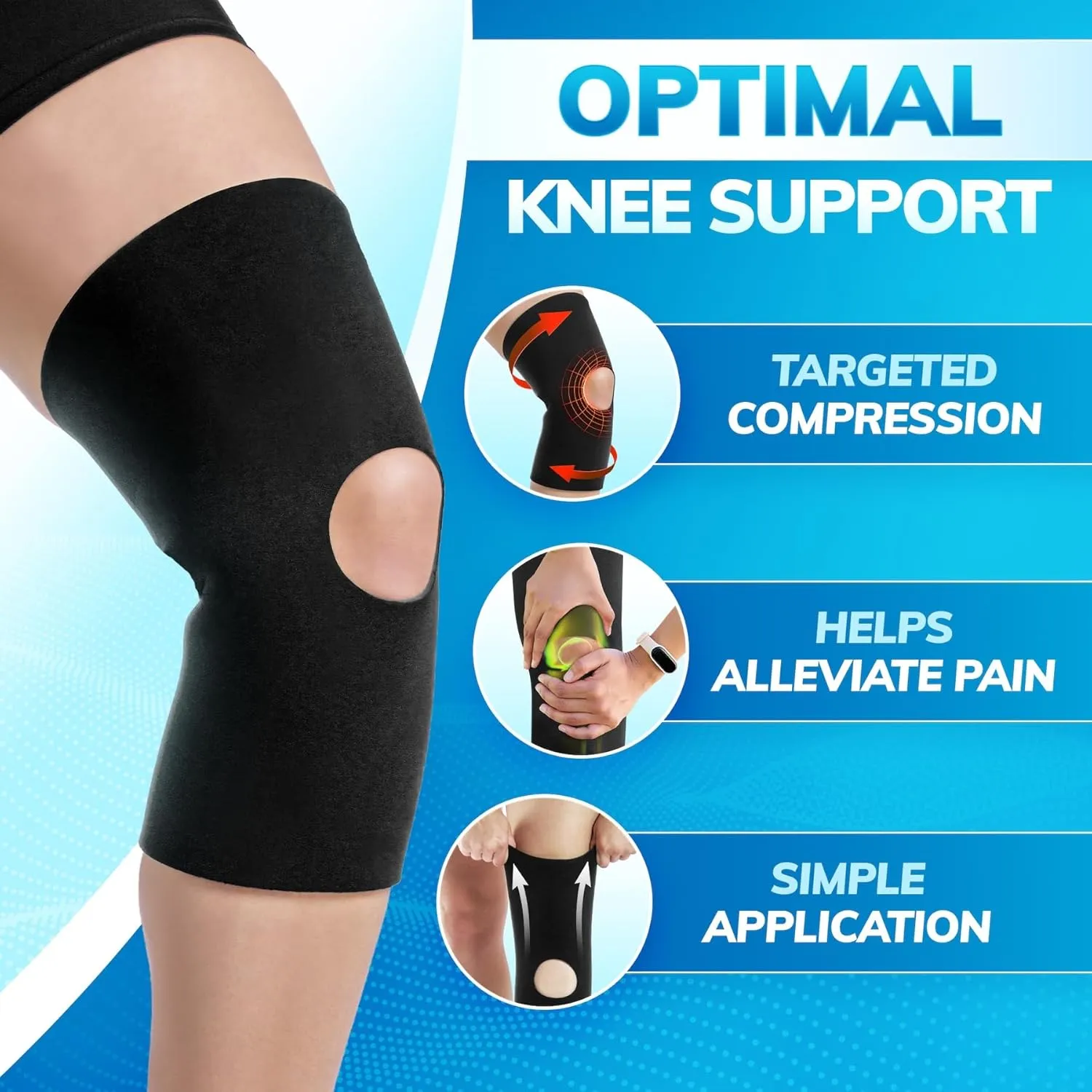 BraceAbility Open Patella/Open Back Neoprene Knee Sleeve | Water-Resistant Athletic Compression Knee Brace for Swimming, Wakeboarding, Scuba Diving, Surfing, Waterskiing and Other Sports (3XL)