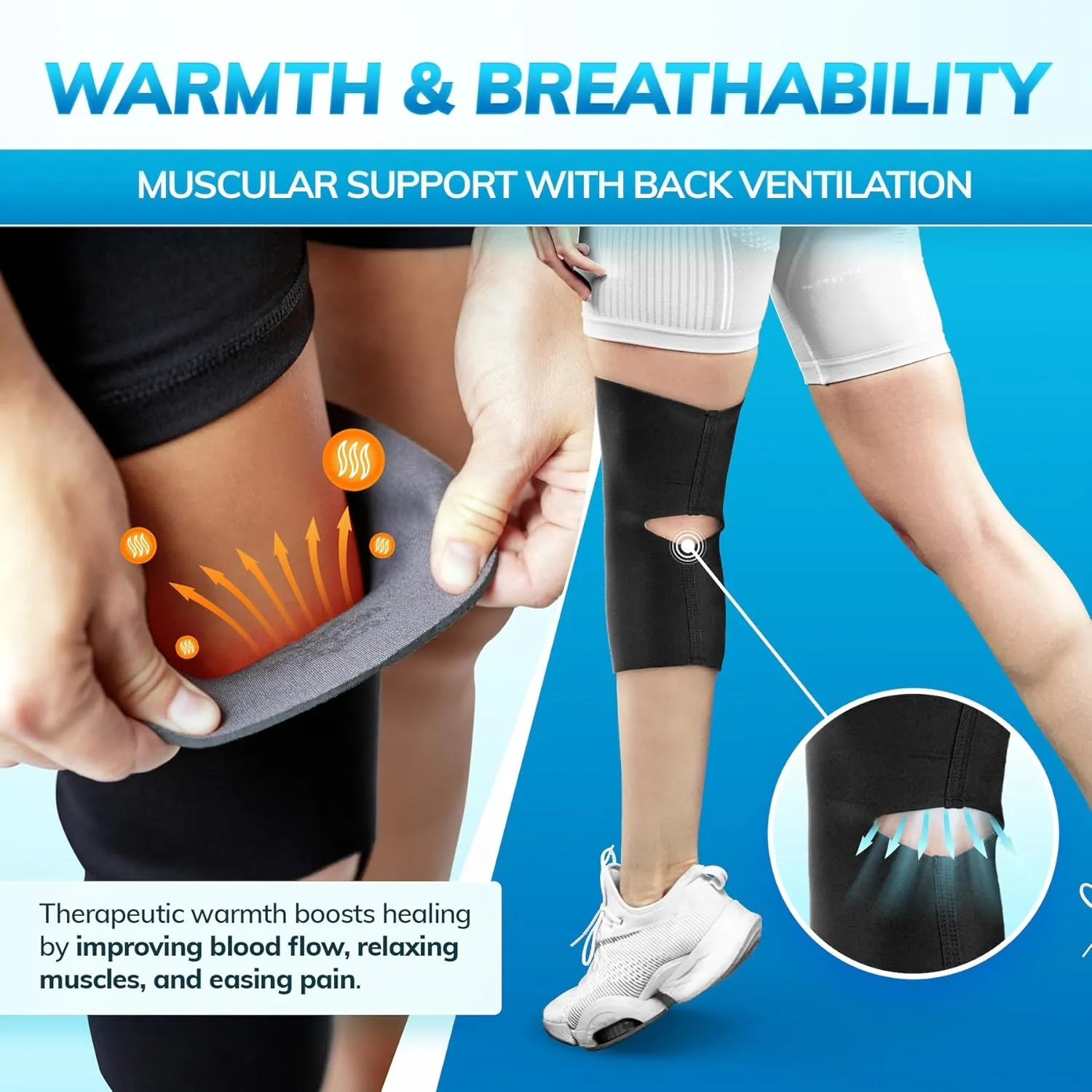 BraceAbility Open Patella/Open Back Neoprene Knee Sleeve | Water-Resistant Athletic Compression Knee Brace for Swimming, Wakeboarding, Scuba Diving, Surfing, Waterskiing and Other Sports (3XL)