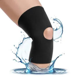 BraceAbility Open Patella/Open Back Neoprene Knee Sleeve | Water-Resistant Athletic Compression Knee Brace for Swimming, Wakeboarding, Scuba Diving, Surfing, Waterskiing and Other Sports (3XL)