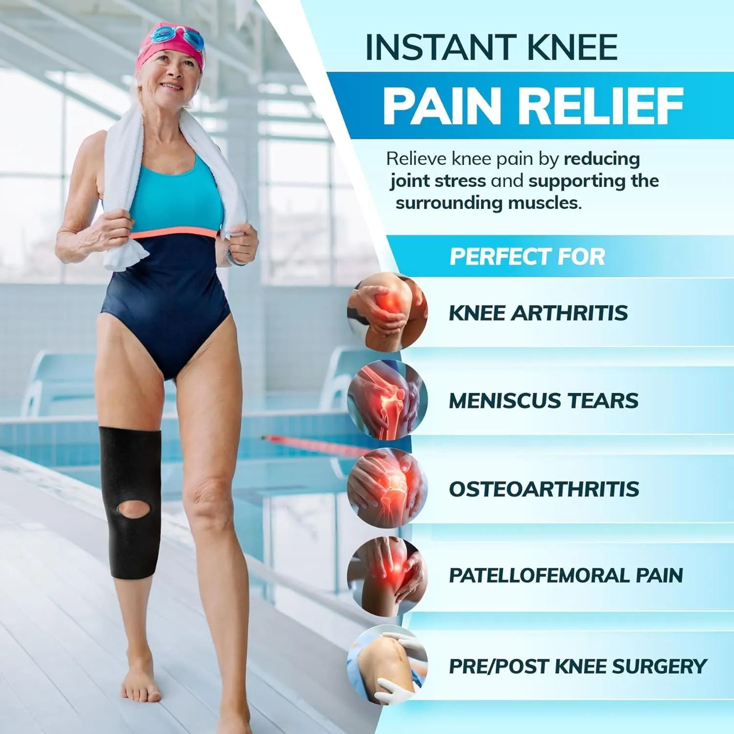 BraceAbility Open Patella/Open Back Neoprene Knee Sleeve | Water-Resistant Athletic Compression Knee Brace for Swimming, Wakeboarding, Scuba Diving, Surfing, Waterskiing and Other Sports (3XL)