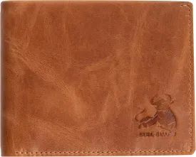 BULL GUARD Mens Leather Wallet Bifold with ID Window and RFID Blocking