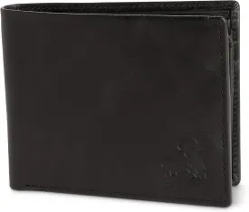 BULL GUARD Vintage Black Leather Wallet for Men RFID Blocking Bifold With ID