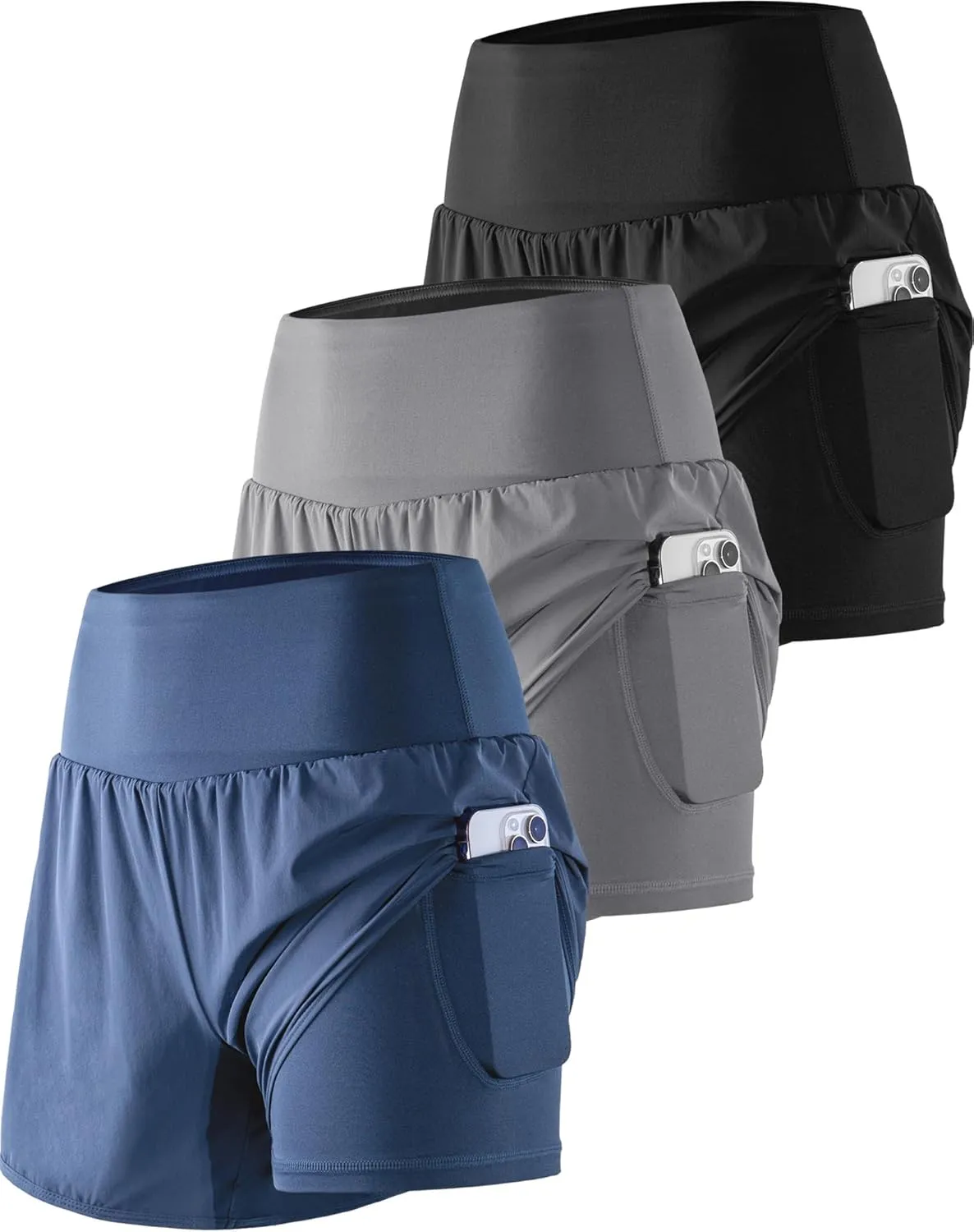 CADMUS 2 in 1 Women's Workout Shorts for Athletic Gym Running Shorts with Phone Pockets