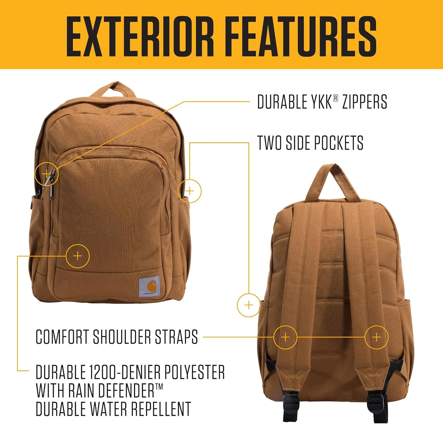 Carhartt 25L Classic Backpack, Durable Water-Resistant Pack W/ 15" Laptop Sleeve and Multiple Organizational Compartments, Blind Duck Camo, PFAS Free
