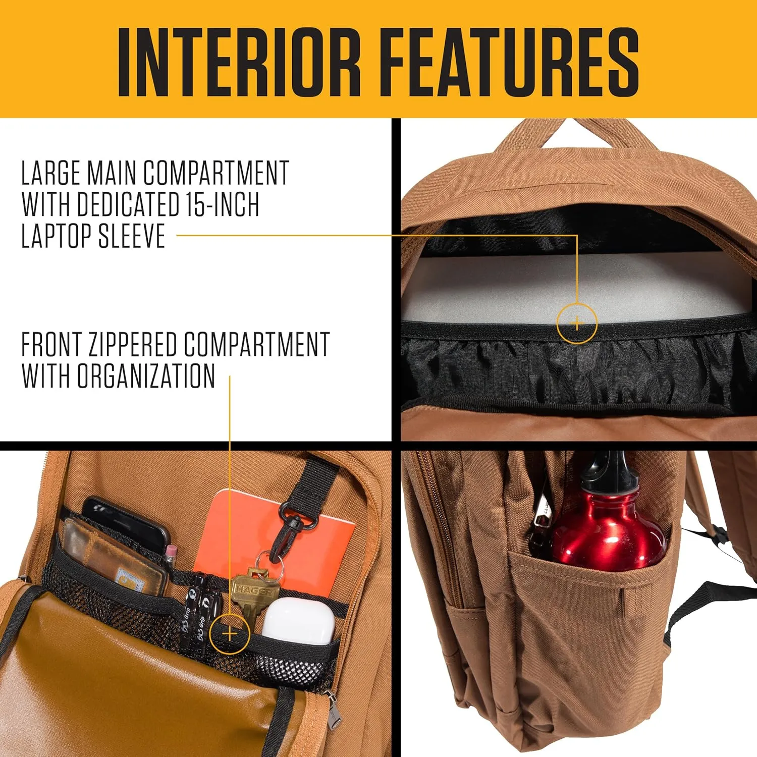 Carhartt 25L Classic Backpack, Durable Water-Resistant Pack W/ 15" Laptop Sleeve and Multiple Organizational Compartments, Blind Duck Camo, PFAS Free
