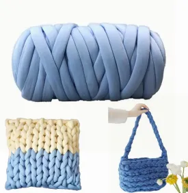 Chunky Wool Yarn 65yds Super Soft 2.2LBS Washable Super Bulky Giant for Extreme Arm Knitting DIY Throw Sofa Blanket Pillow Pet Bed and Fence (1kg, Blue)
