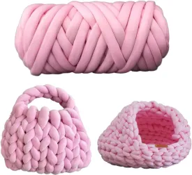 Chunky Yarn Chunky Wool Yarn 65yds Super Soft 2.2LBS Washable Super Bulky Giant Wool Yarn for Extreme Arm Knitting DIY Throw Sofa Bed Blanket Pillow Pet Bed and Bed Fence (1kg (2.2lbs), Pink)