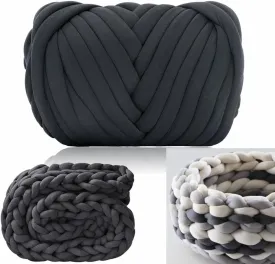 Chunky Yarn Giant Wool 2.2LBS Super Soft Washable Arm Extreme Bulky for Knitting DIY Throw Sofa Bed Blanket Pillow Pet and Fence (1kg (2.2lbs), Dark grey)