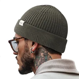 Clakllie Trawler Beanie Watch Hat Knit Cuffed Skullcap Roll-up Edge Stocking Hats Rolled Cuff Knitted Hat Ski Cap