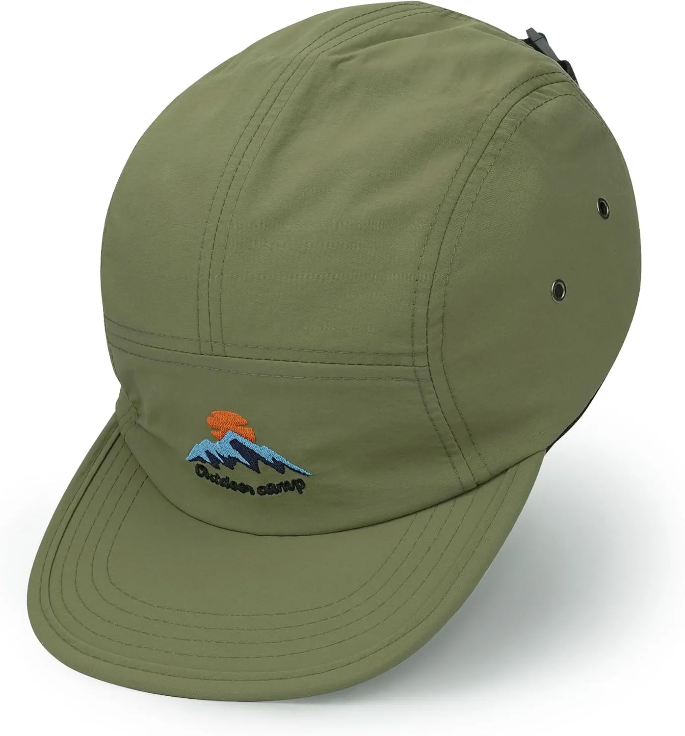 Clakllie Waterproof 5 Panel Hat for Men Quick Dry Flat Brim Baseball Cap Embroidered Trucker Hats for Running Camp Hiking Hat