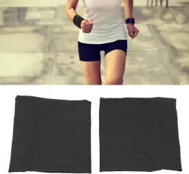 Cooling Wristband , Skin Friendly Exercise Wrist Sweatband Easy to 2PCS Elastic Breathable Unisex for Table Tennis(Black)