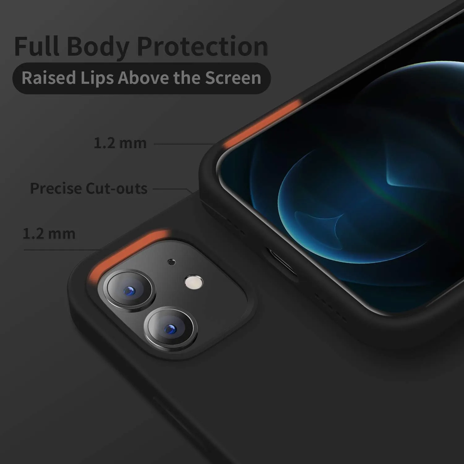 Cordking Designed for iPhone 12 Case, Designed for iPhone 12 Pro Case, Silicone Shockproof Phone Case with [Soft Anti-Scratch Microfiber Lining] 6.1 inch, Black