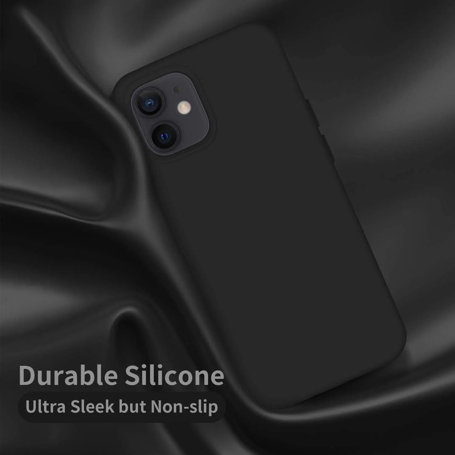 Cordking Designed for iPhone 12 Case, Designed for iPhone 12 Pro Case, Silicone Shockproof Phone Case with [Soft Anti-Scratch Microfiber Lining] 6.1 inch, Black