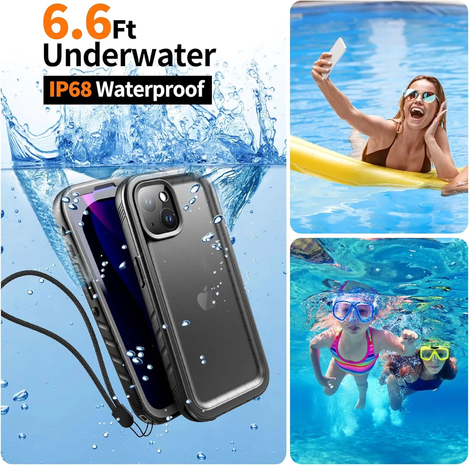 Cozycase Compatible with iPhone 13 Waterproof Case - Full Body Dustproof Shockproof Built-in Screen Protector Rugged Waterproof Case for iPhone 13 6.1 Inch Black