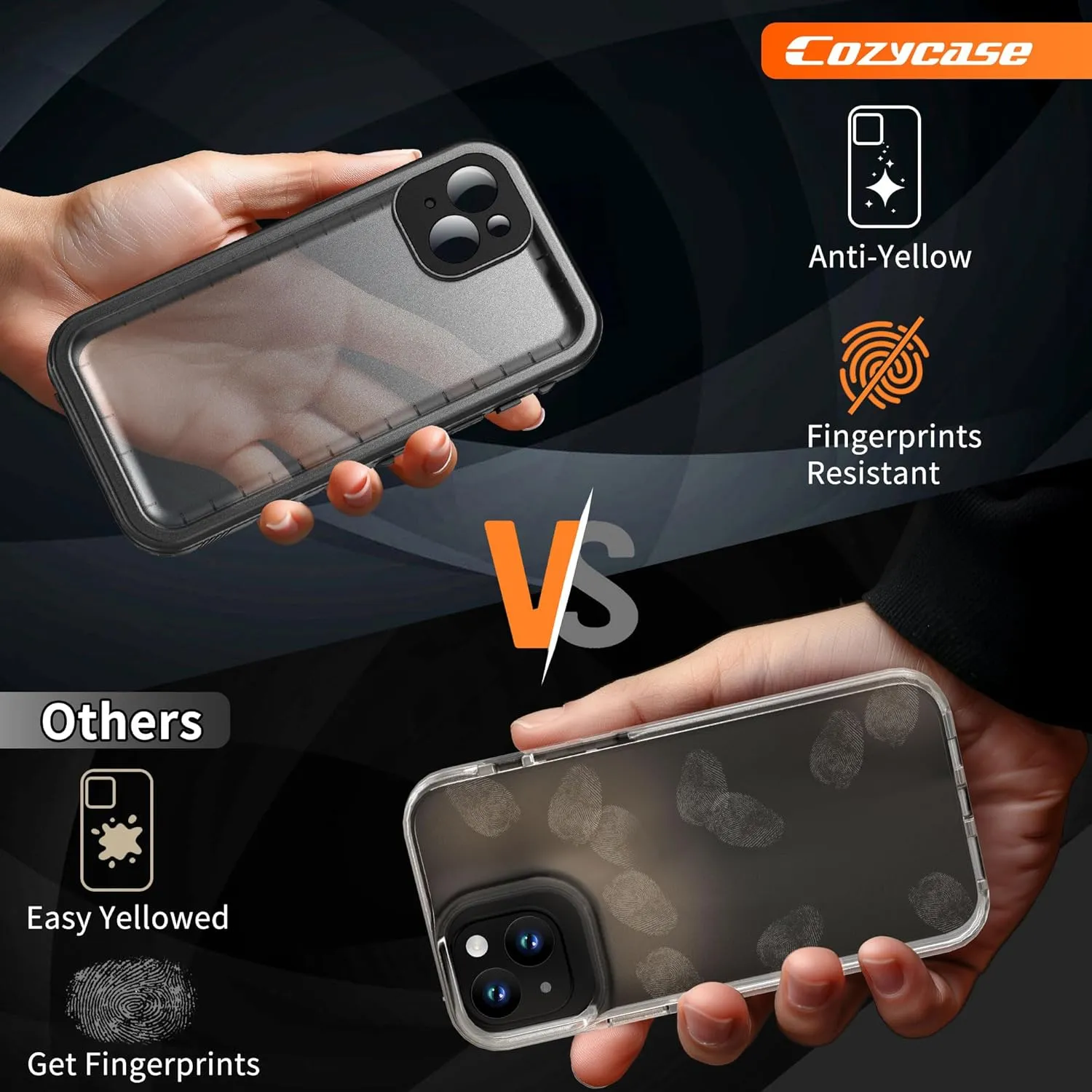 Cozycase Compatible with iPhone 13 Waterproof Case - Full Body Dustproof Shockproof Built-in Screen Protector Rugged Waterproof Case for iPhone 13 6.1 Inch Black