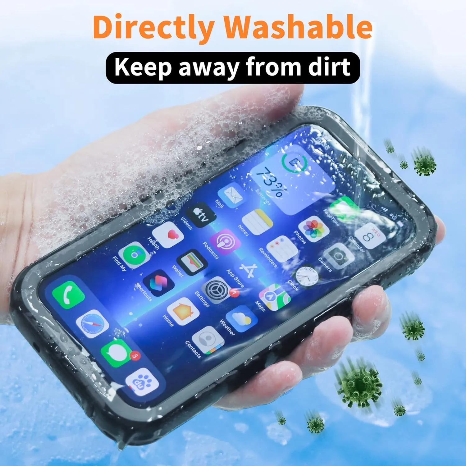 Cozycase Compatible with iPhone 13 Waterproof Case - Full Body Dustproof Shockproof Built-in Screen Protector Rugged Waterproof Case for iPhone 13 6.1 Inch Black