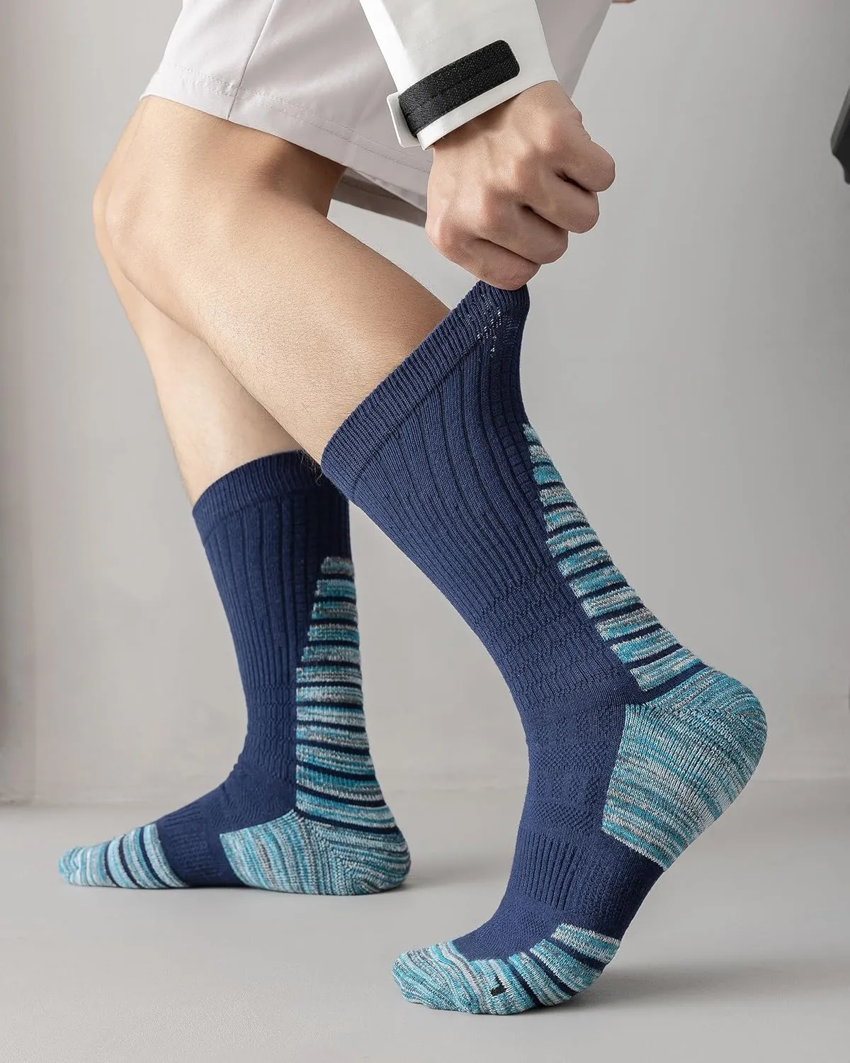 DarkCom Men and Women Crew Socks for Work, Hiking, Running and Athletic Sports, 5 Pairs Cushioned Support Boot Socks