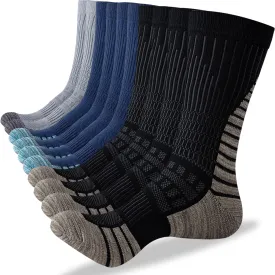 DarkCom Men and Women Crew Socks for Work, Hiking, Running and Athletic Sports, 5 Pairs Cushioned Support Boot Socks