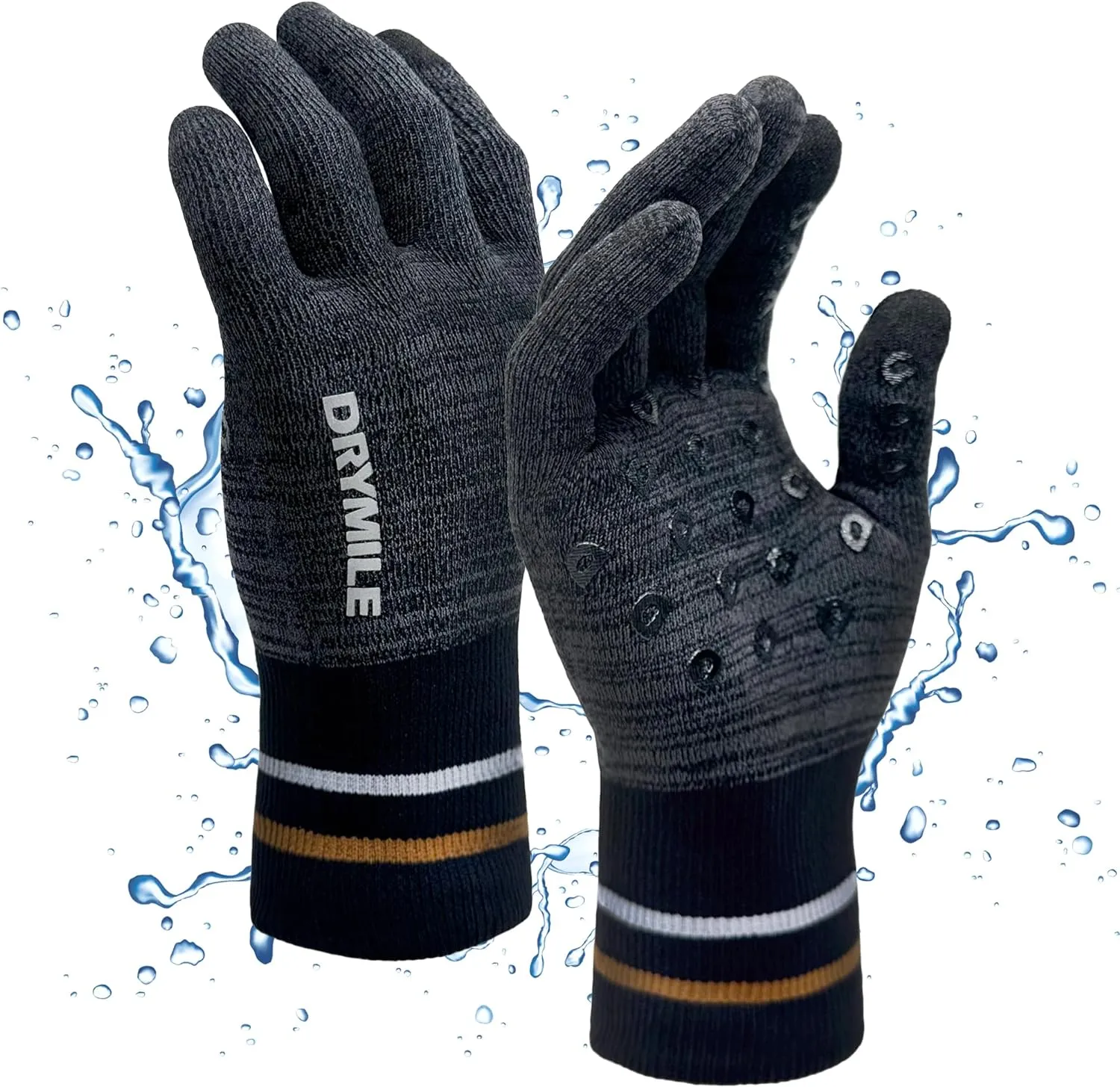 DRYMILE Hyla Waterproof Gloves - Warm Touchscreen Winter Snow Wool Blend Hand Gloves for Men & Women - Work, Hiking, Skiing, Running, Biking, Riding Glove, Ideal for Cold Weather