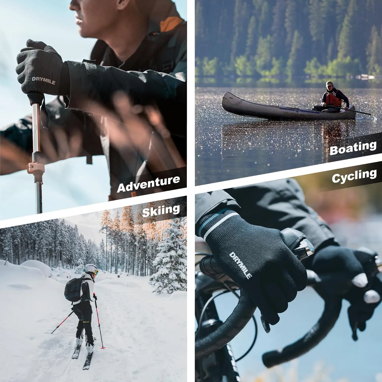 DRYMILE Hyla Waterproof Gloves - Warm Touchscreen Winter Snow Wool Blend Hand Gloves for Men & Women - Work, Hiking, Skiing, Running, Biking, Riding Glove, Ideal for Cold Weather