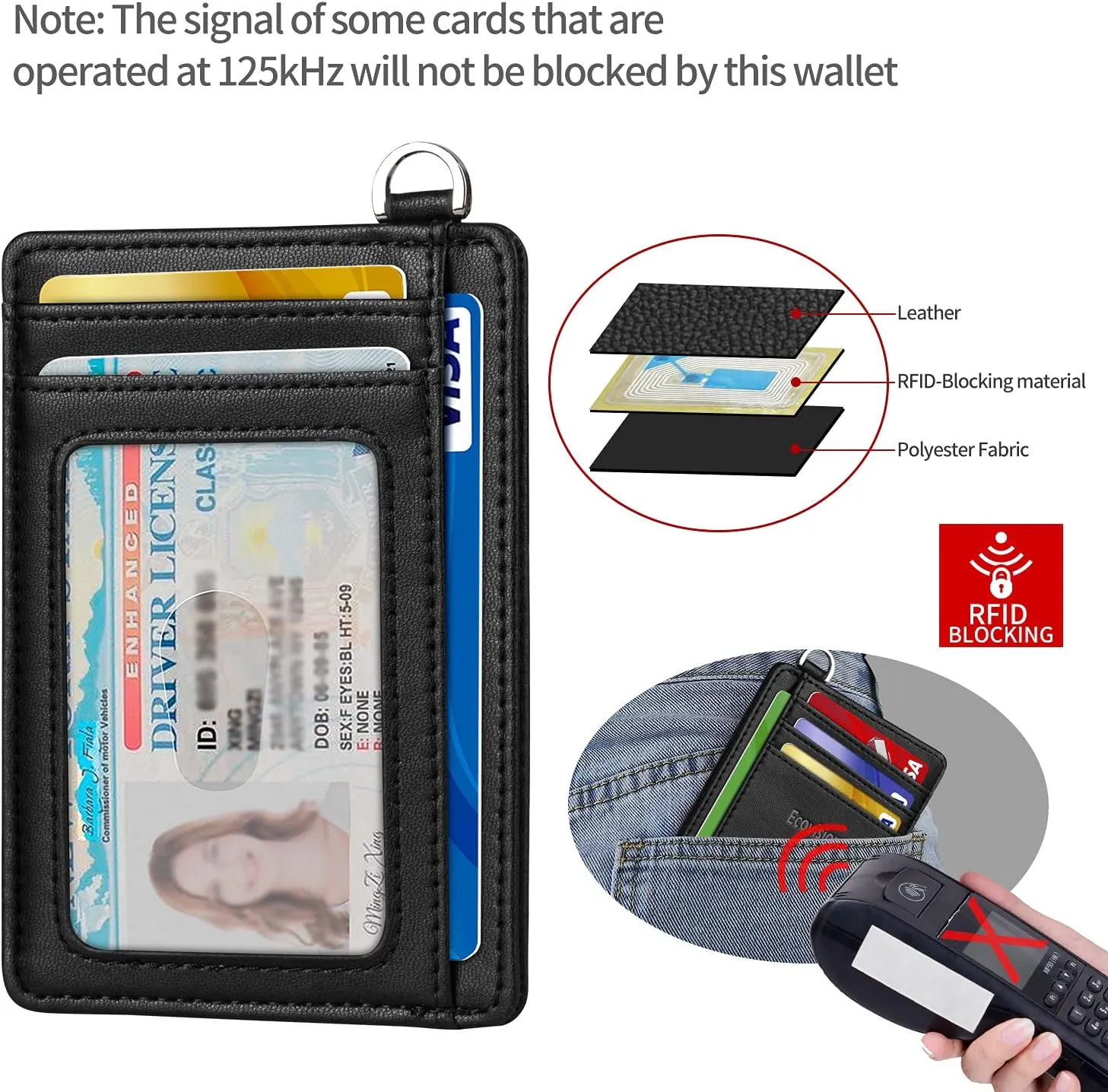 EcoVision Slim Minimalist Front Pocket Wallet, RFID Blocking Credit Card Holder Wallet with Detachable D-Shackle for Men Women