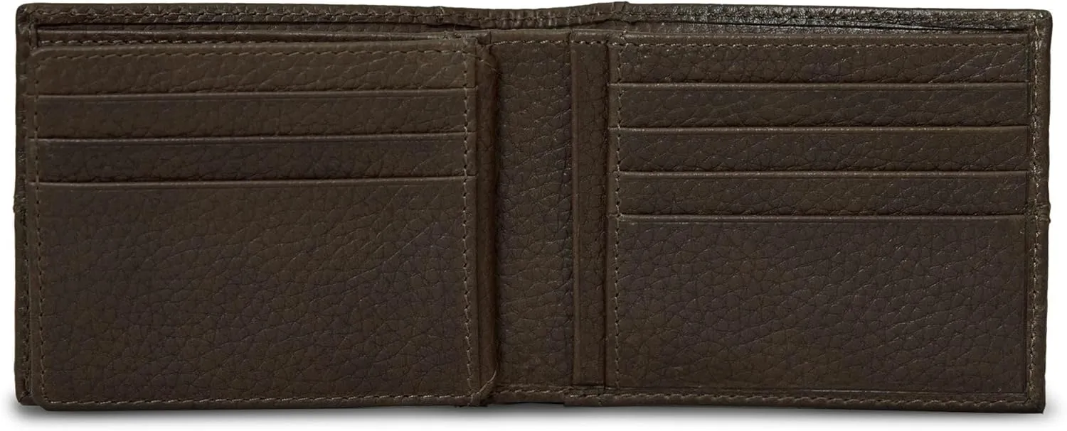 Eddie Bauer Men Signature Leather Bifold Passcase Wallet