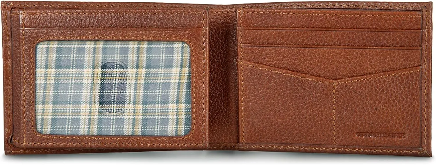 Eddie Bauer Men Signature Leather Bifold Passcase Wallet