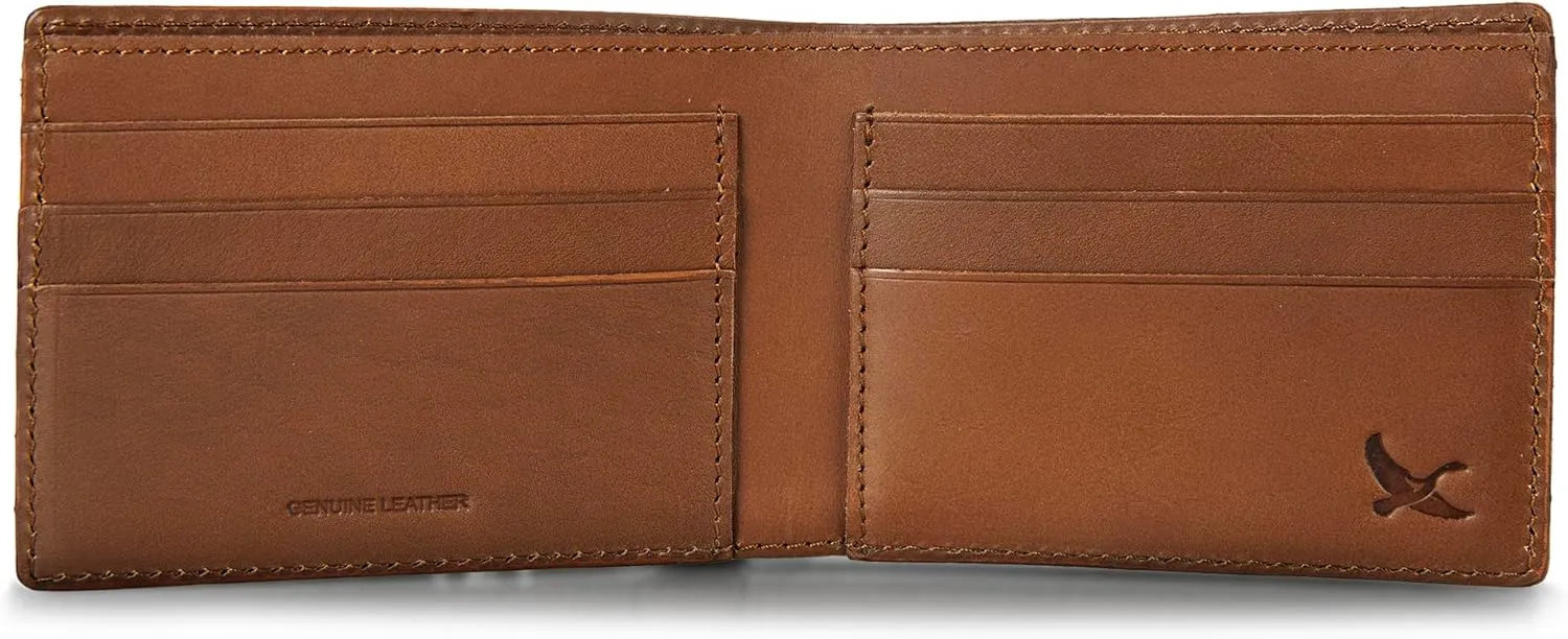 Eddie Bauer Men Signature Leather Bifold Passcase Wallet