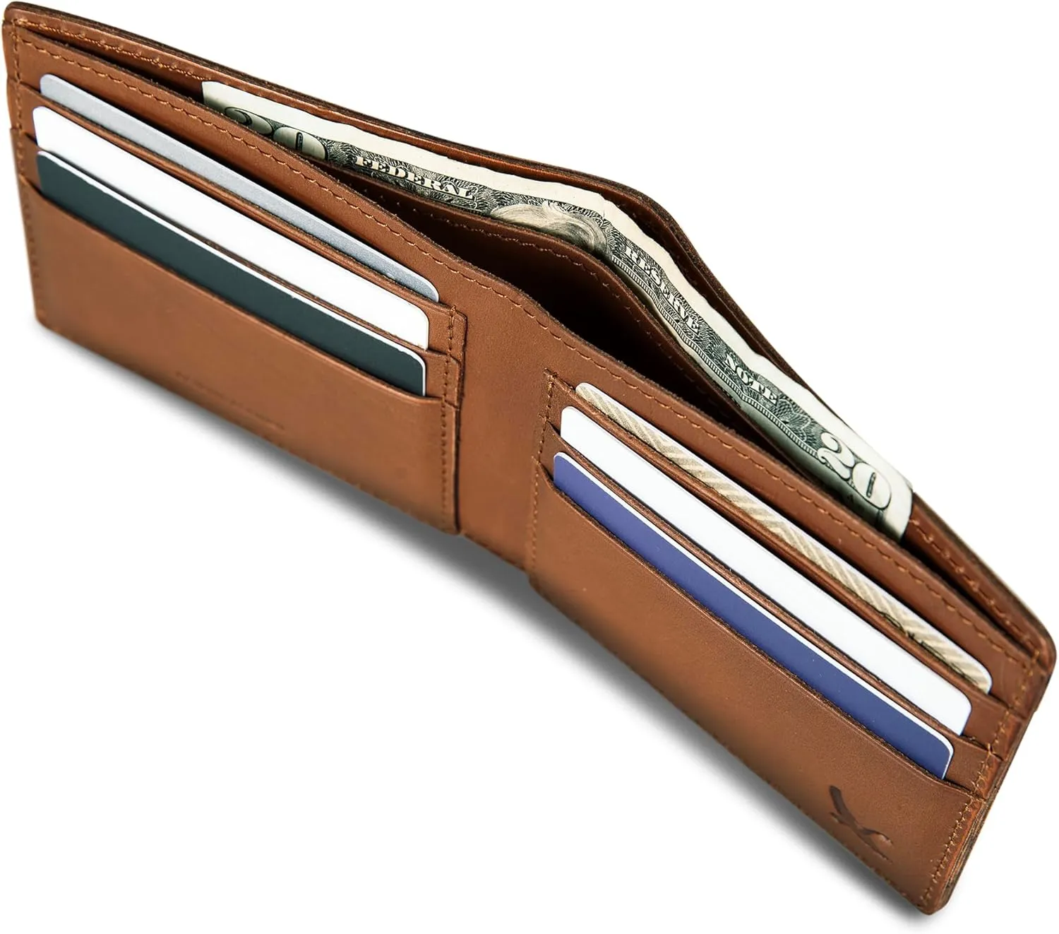 Eddie Bauer Men Signature Leather Bifold Passcase Wallet