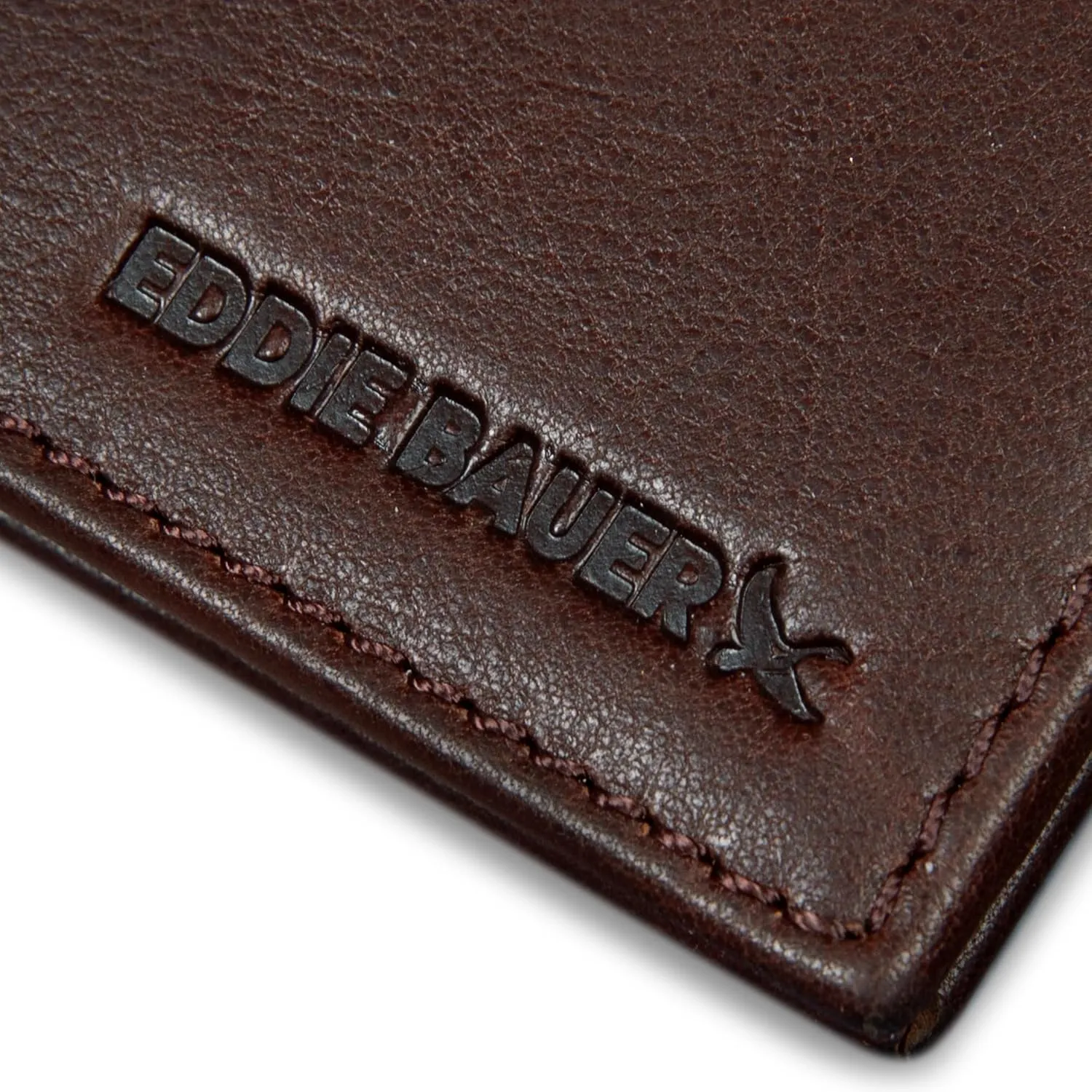 Eddie Bauer Men Signature Leather Bifold Passcase Wallet
