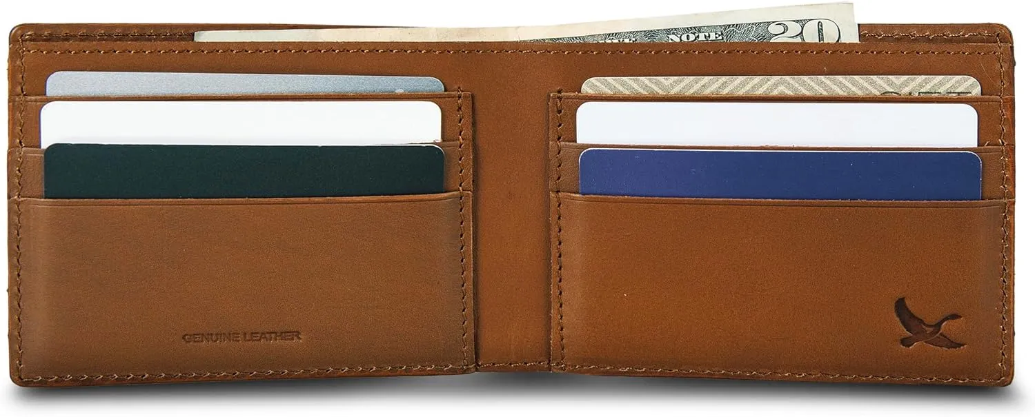 Eddie Bauer Men Signature Leather Bifold Passcase Wallet