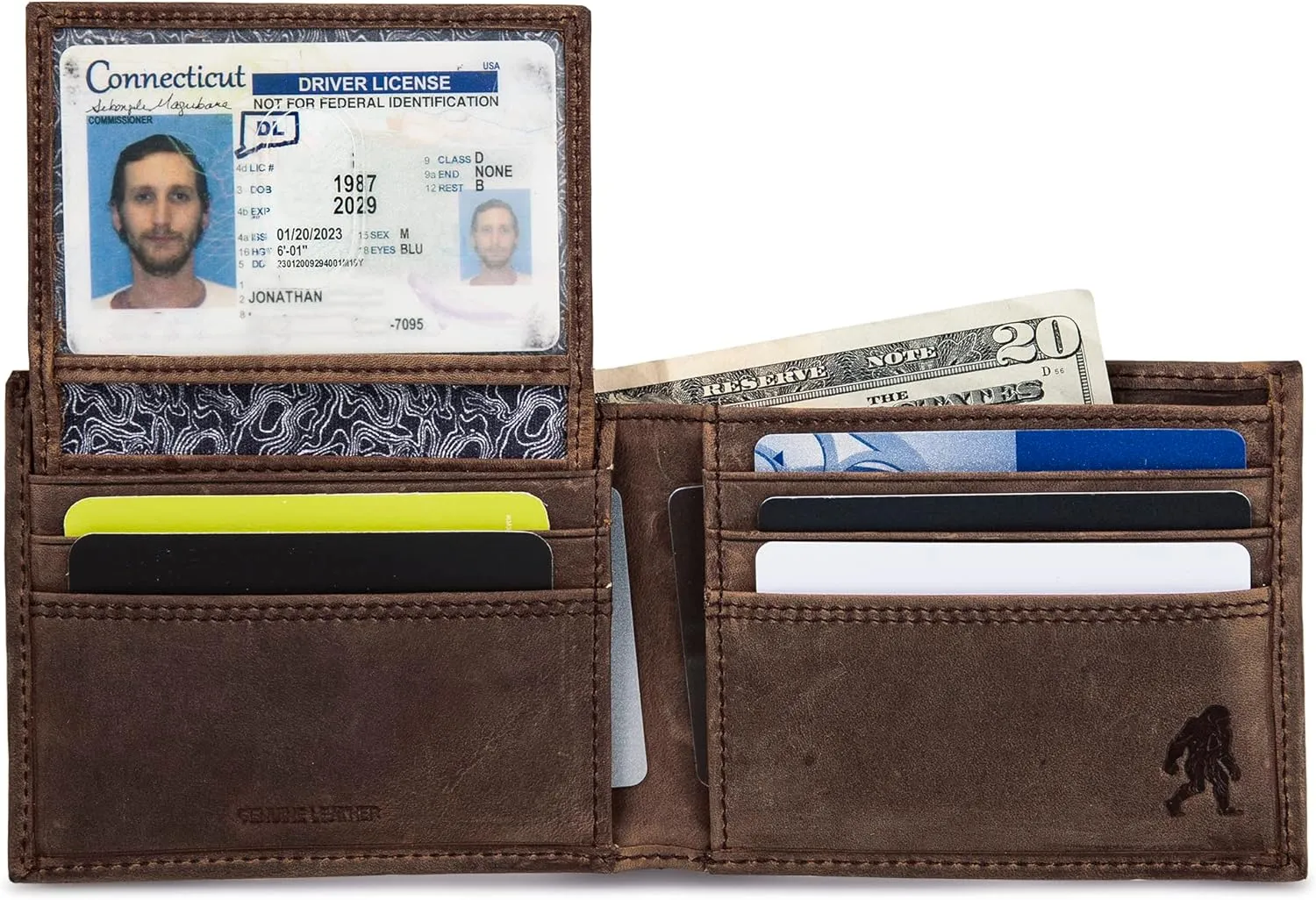 Eddie Bauer Men Signature Leather Bifold Passcase Wallet