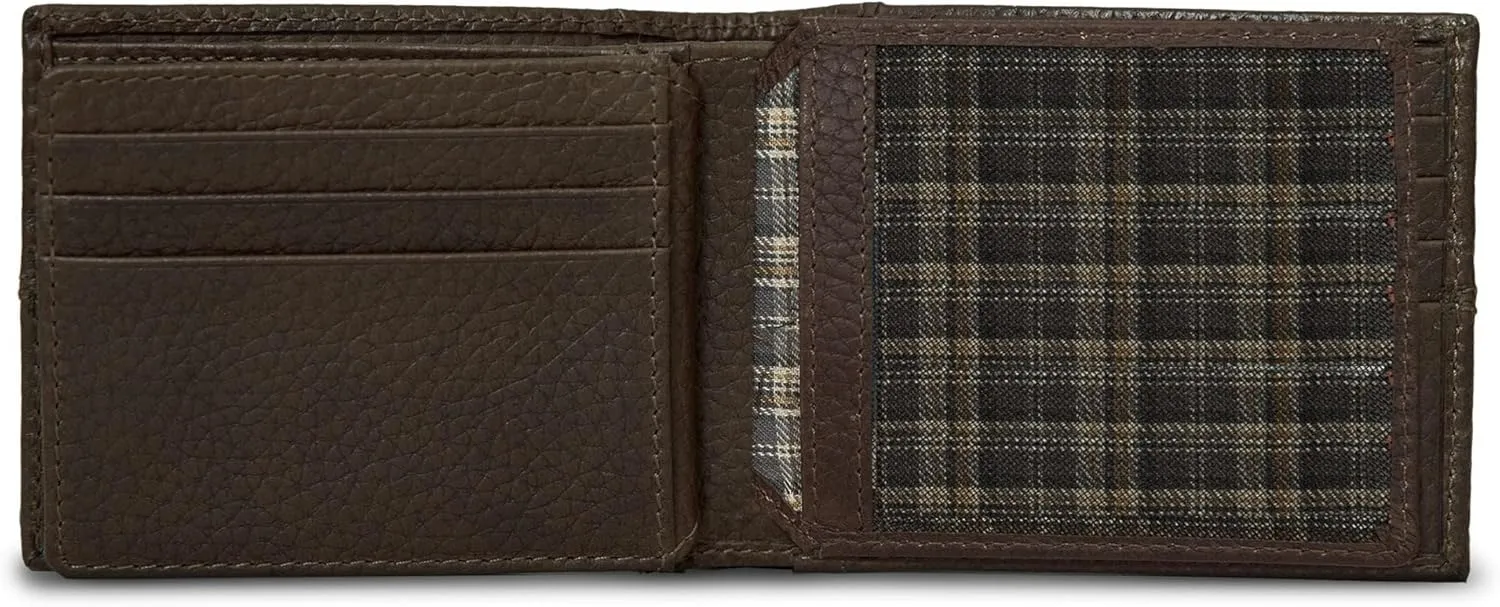 Eddie Bauer Men Signature Leather Bifold Passcase Wallet