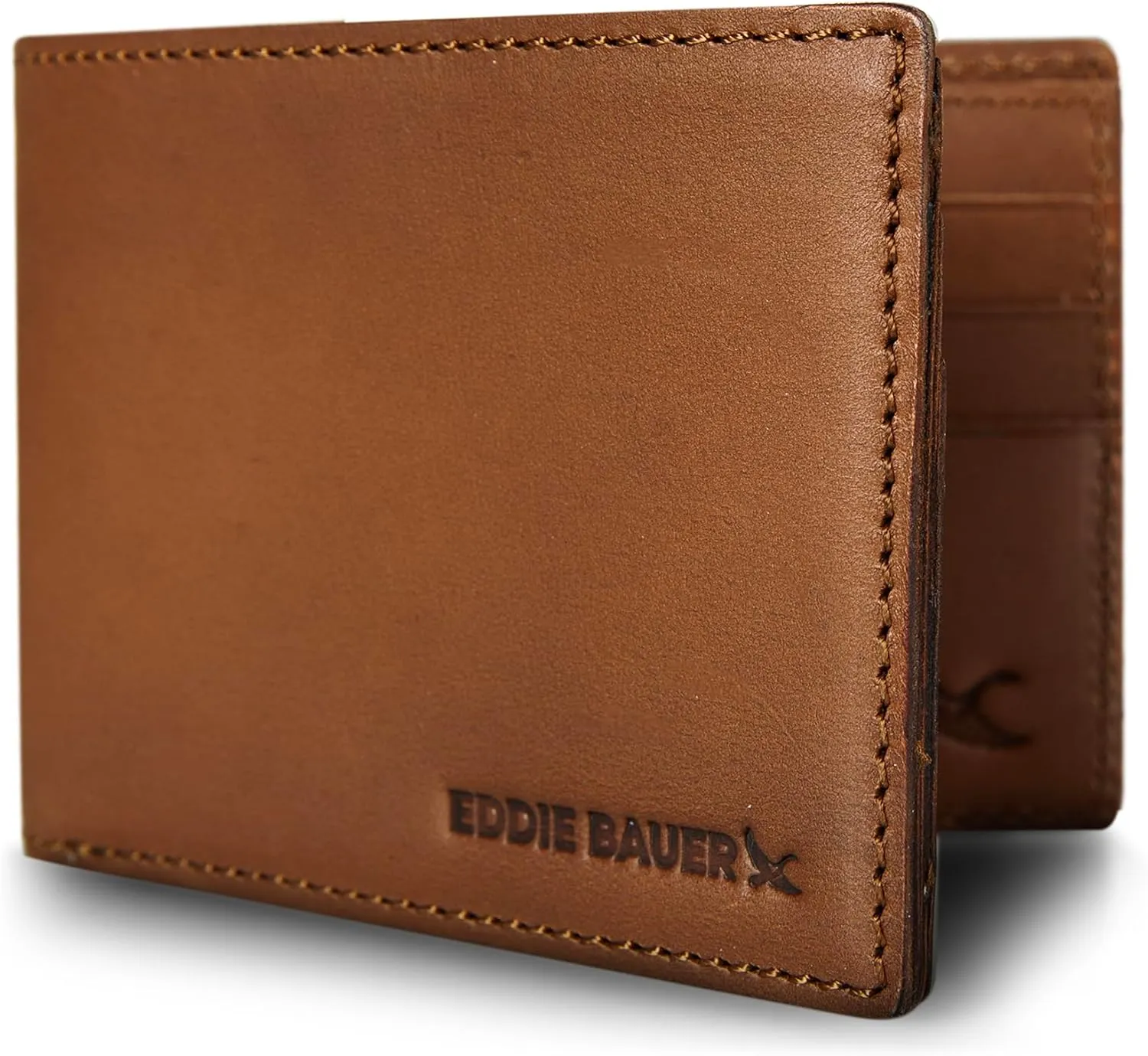 Eddie Bauer Men Signature Leather Bifold Passcase Wallet