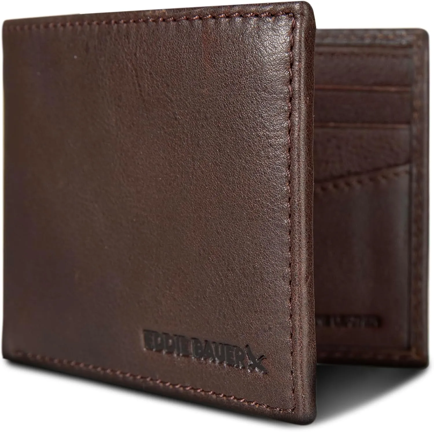 Eddie Bauer Men Signature Leather Bifold Passcase Wallet