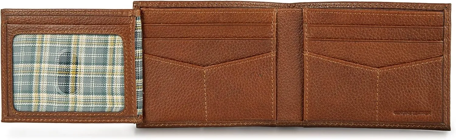 Eddie Bauer Men Signature Leather Bifold Passcase Wallet