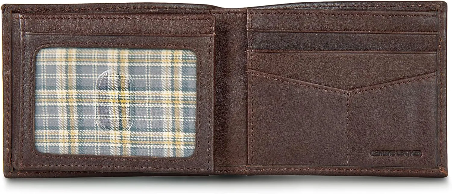 Eddie Bauer Men Signature Leather Bifold Passcase Wallet