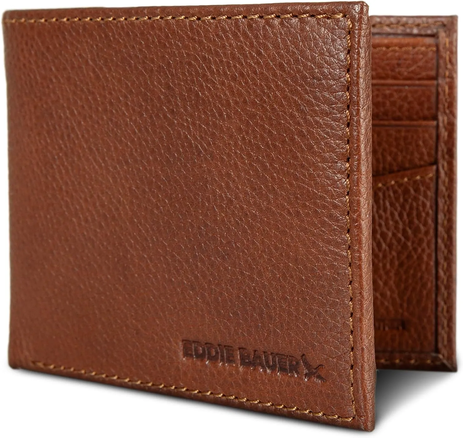 Eddie Bauer Men Signature Leather Bifold Passcase Wallet