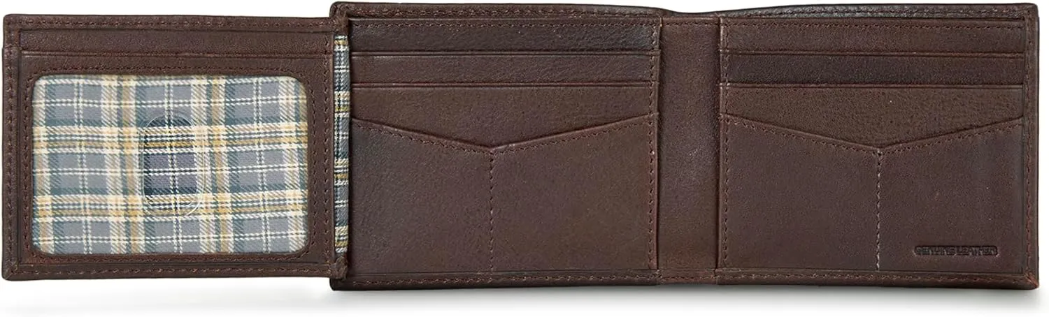 Eddie Bauer Men Signature Leather Bifold Passcase Wallet