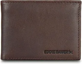 Eddie Bauer Men Signature Leather Bifold Passcase Wallet