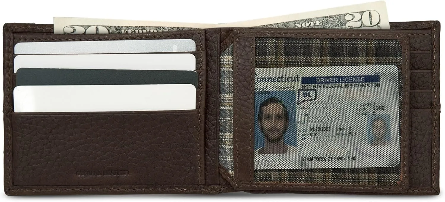 Eddie Bauer Men Signature Leather Bifold Passcase Wallet