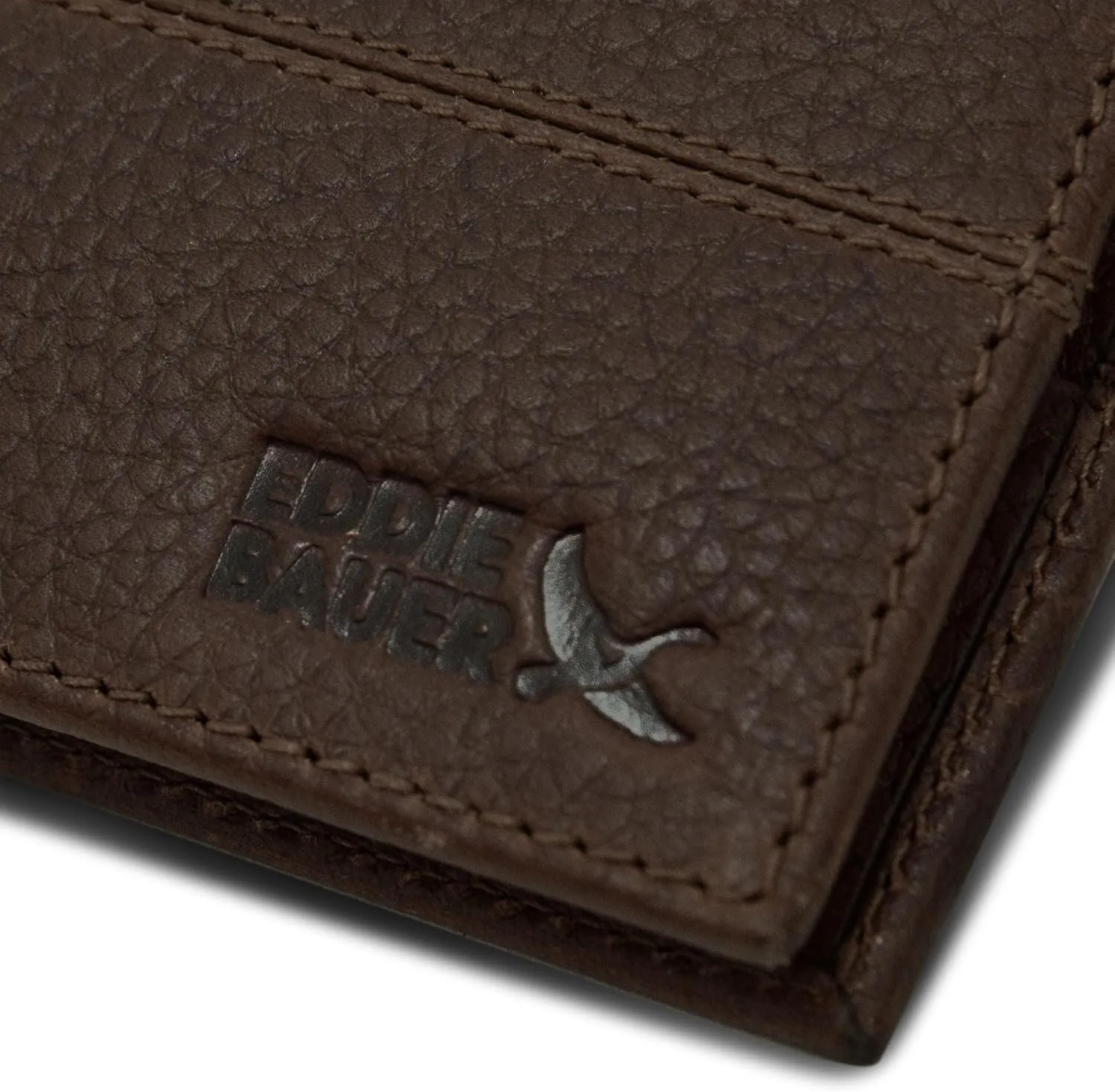 Eddie Bauer Men Signature Leather Bifold Passcase Wallet